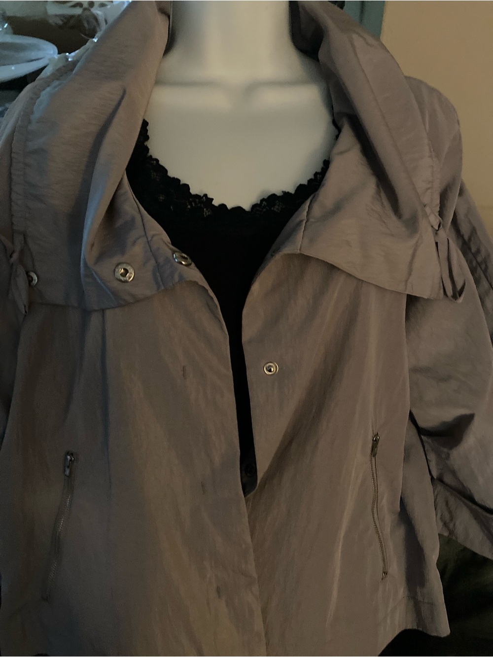 Nine West cropped swing jacket,L, Gray